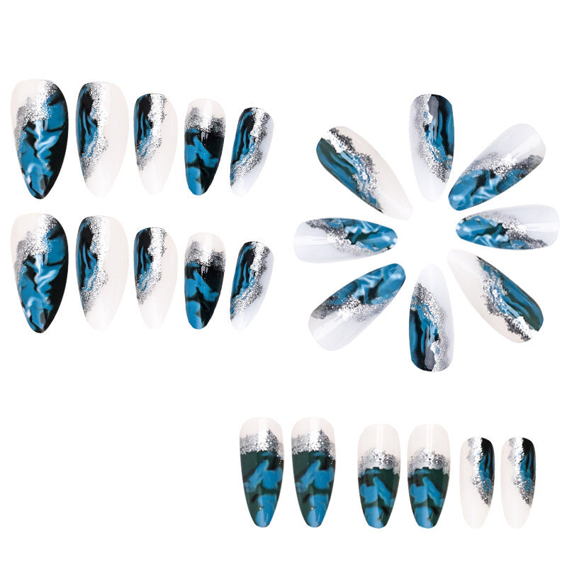 New FashionBlue Ombre Glitter Nail Tips