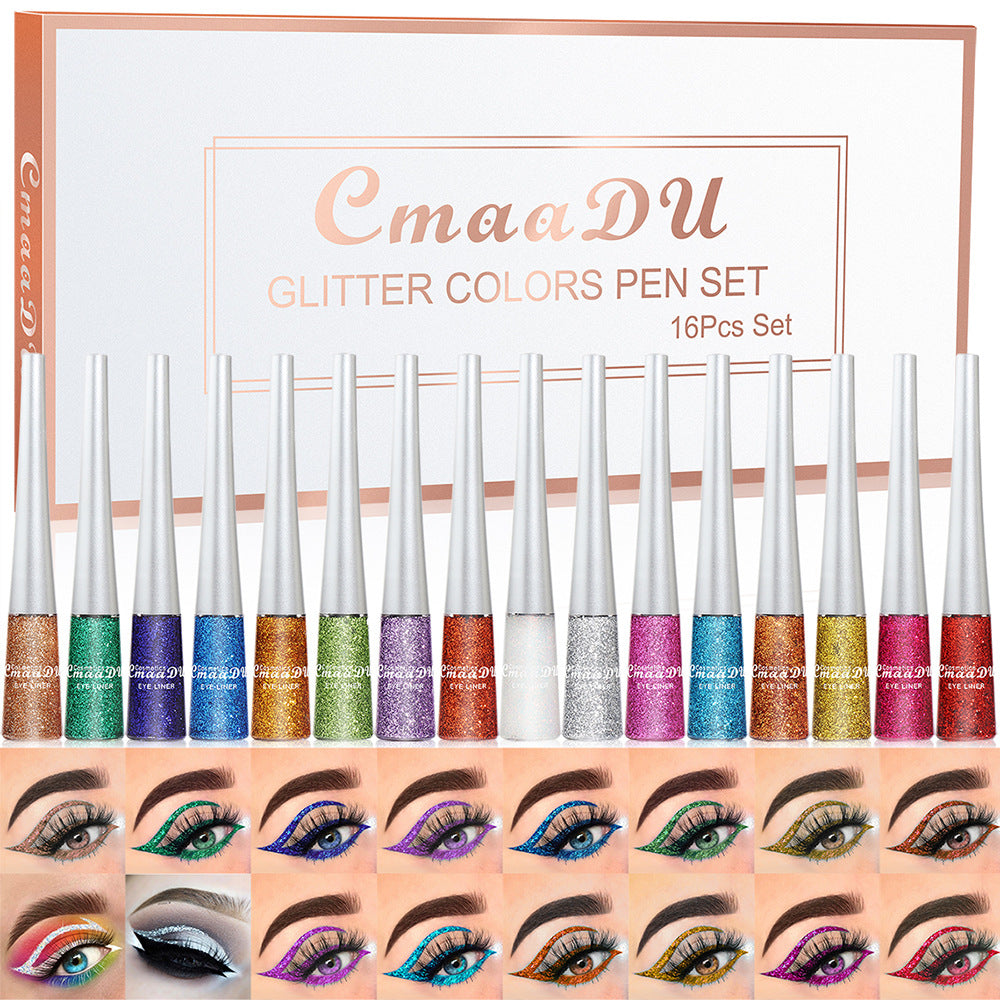 16-Color Glitter Liquid Eyeliner Set-Homeunderwear