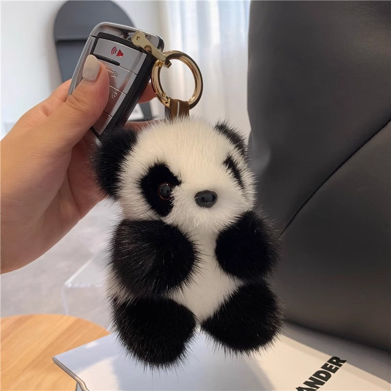 Cute Faux Mink Panda Keychain Plush Toy