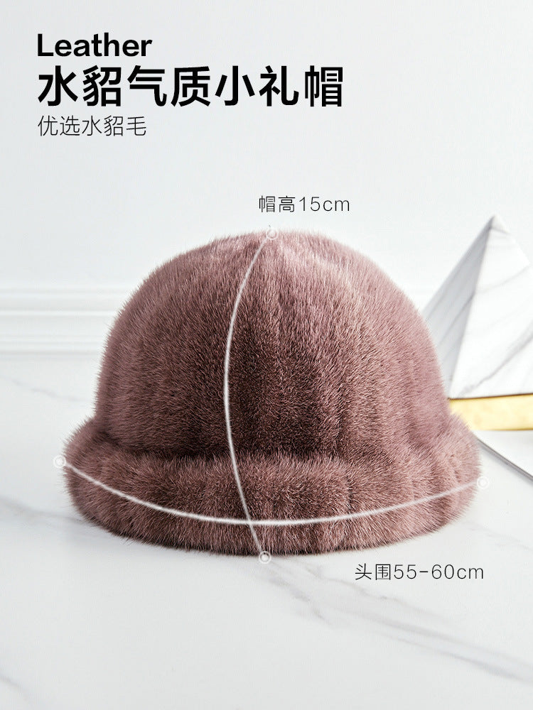 Elegant Mink Fur Beret - Warm Winter Accessory