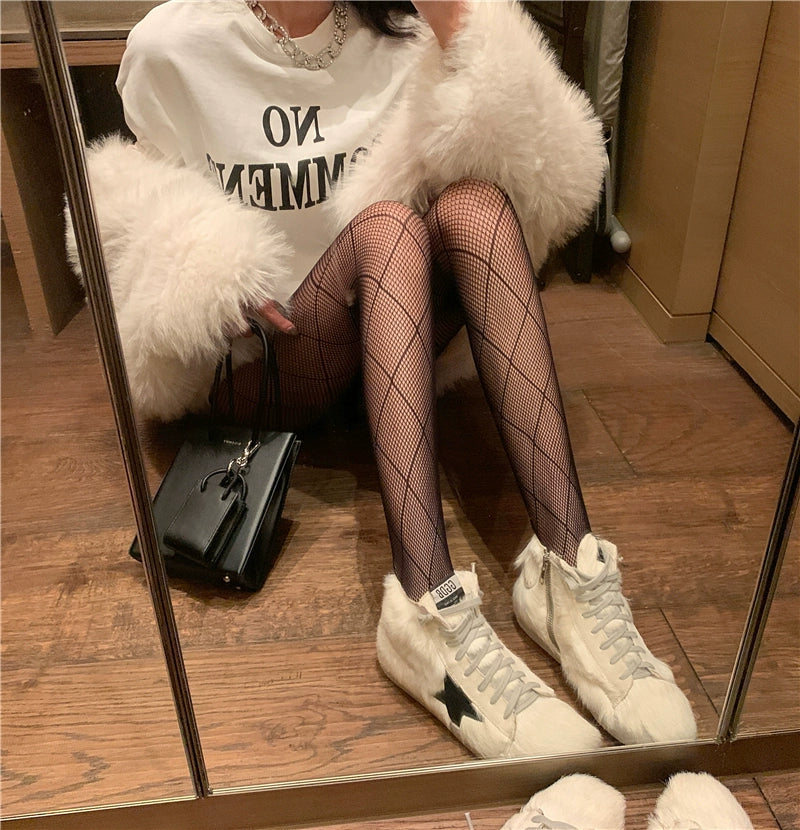 Sexy Black Rhombus Mesh Fishnet Stockings Pantyhose