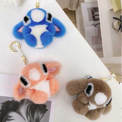 Cute Real Rabbit Fur Stitch Keychain - Accessory