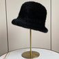 Warm Mink Fur Knit Bucket Hat - Winter Accessory