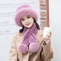 Winter Real Rabbit Fur Hat & Scarf Set - Stylish & Warm