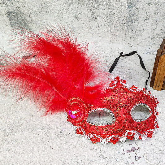 Feather Side Hat Ball Eye Mask