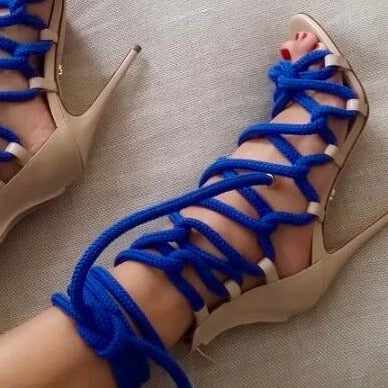 Colorful Lace-Up Sexy Roman Sandals-Homeunderwear