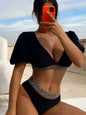 New Version of V-neck Silk Netted Brassiere and Full-Body Swimsuit-homeunderwear