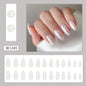 Aurora White Moonlight Almond Fall Nails 24 Pieces