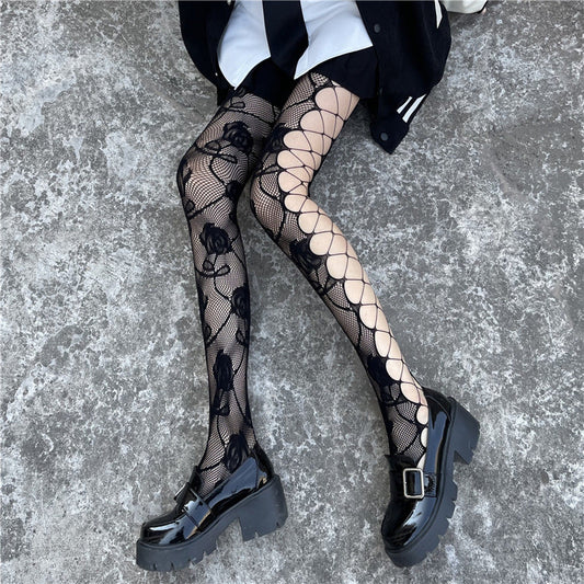 Free Shipping For Fishnet Personalized Rose Thigh High Stocking