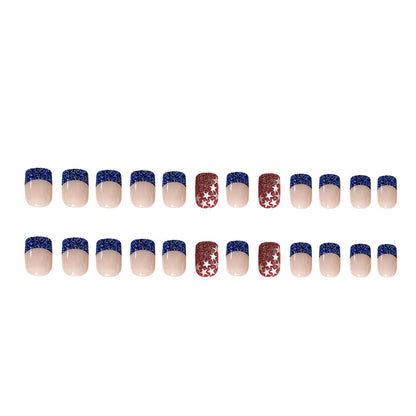 4th July Star Blue Edge Handmade Nail Stickers