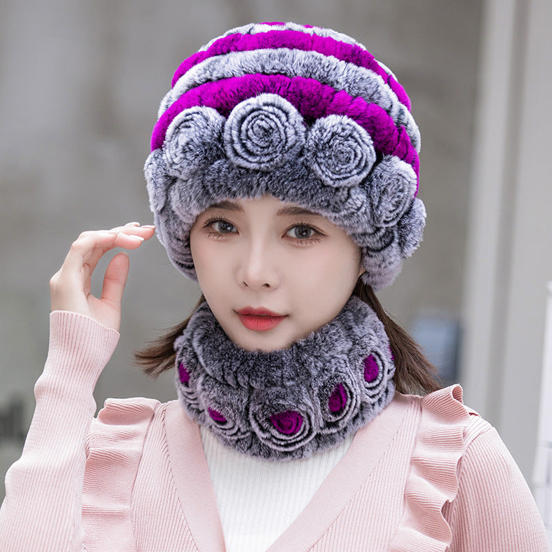 Stylish Real Rabbit Fur Ear Flap Hat - Warm Winter Accessory