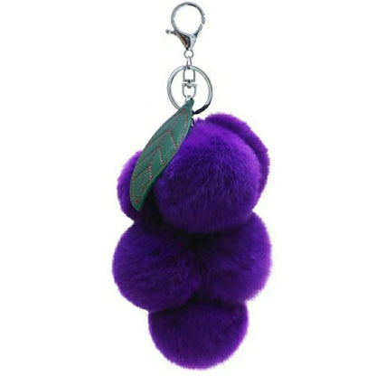 Real Rabbit Fur Grape Charm - Keychain & Bag Decor