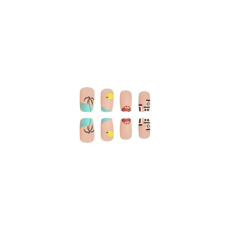 Summer Beach Short Square Nails - Seagull Design