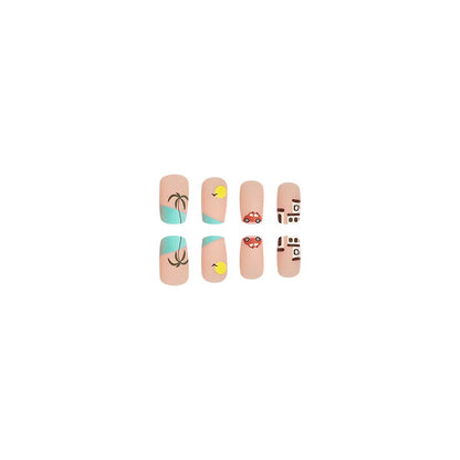 Summer Beach Short Square Nails - Seagull Design