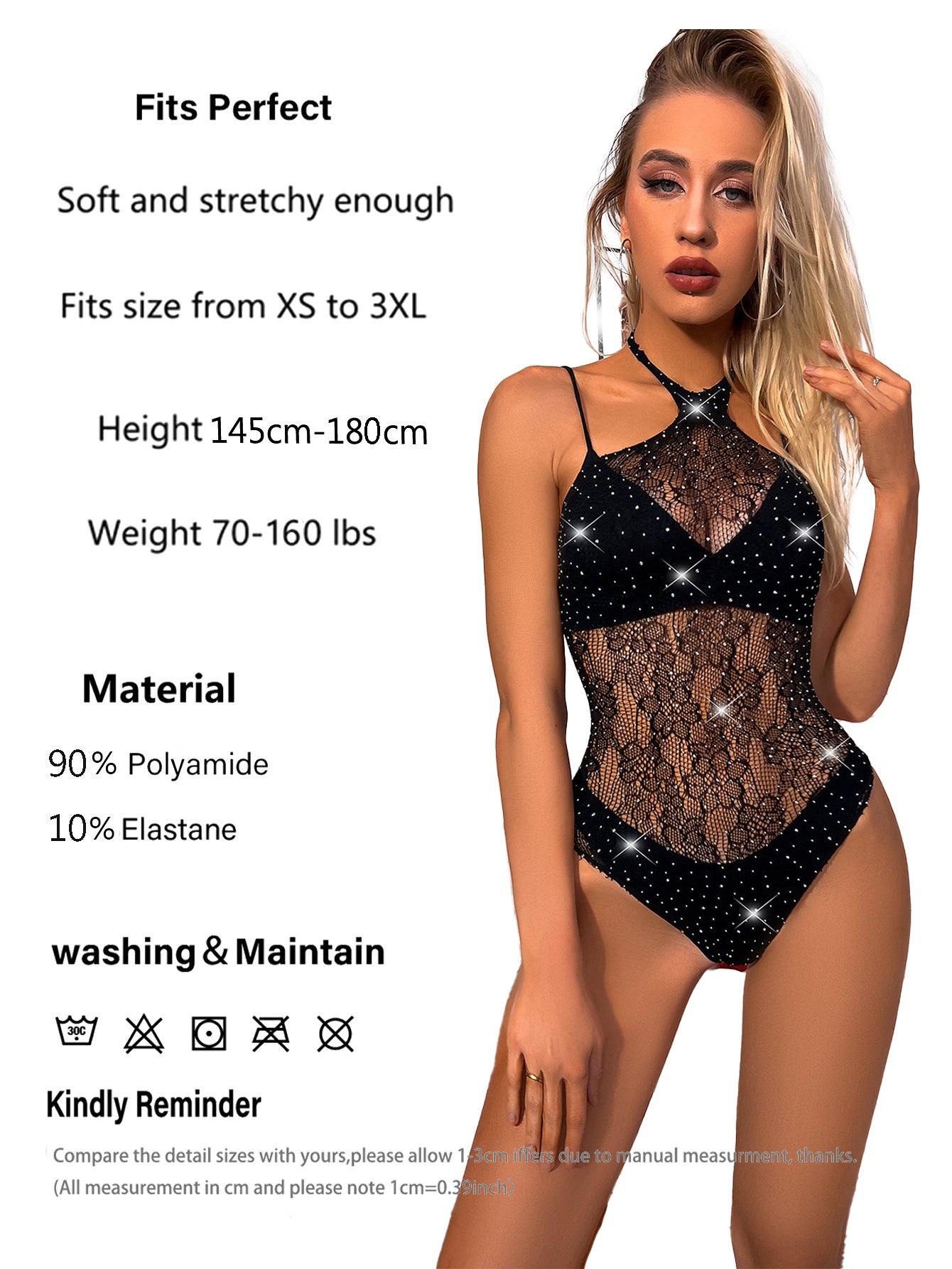 Sexy Off-the-shoulder Gypsy Hot Diamond Rhinestone Fishing Net Underwear