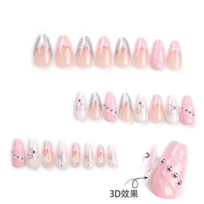 Elegant 3D Pink French Nail Extensions