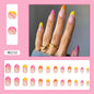 Round Head Multicolor French Nails Warm Tone Sweet Heart Fake Nails Wholesale Export-homeunderwear