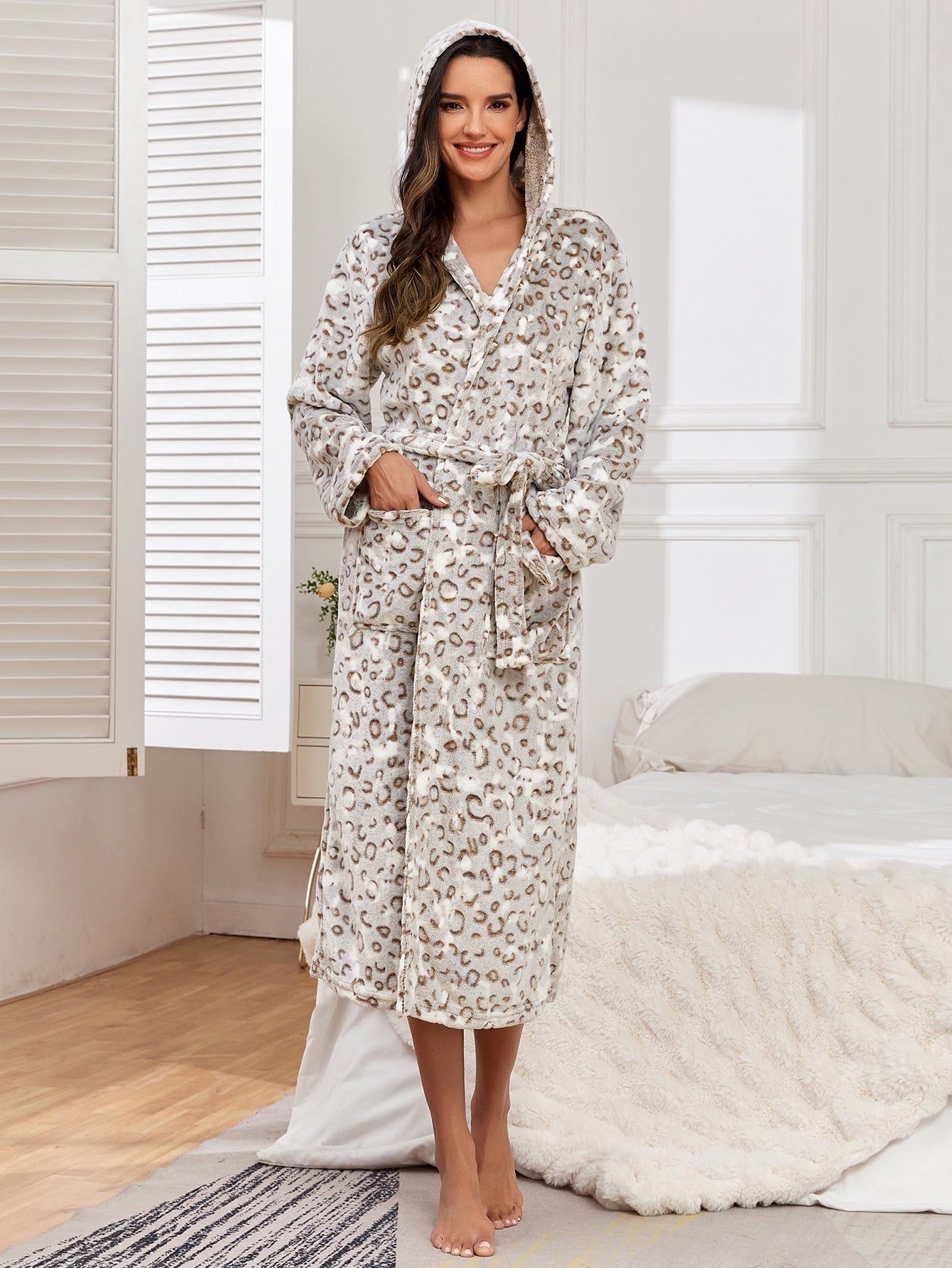 Flannel Plus Size Hooded Couple Robe