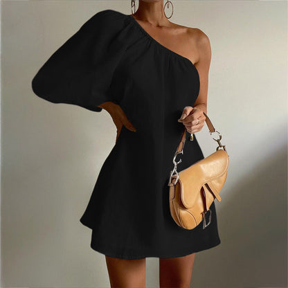 Spring Fashion Loose-Fit Off-Shoulder Mini Dress