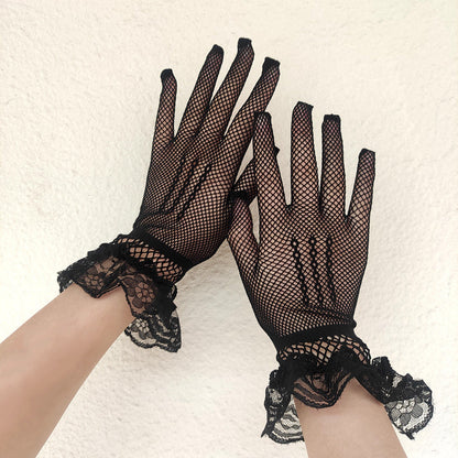 Lace Fishnet Stretch Gloves