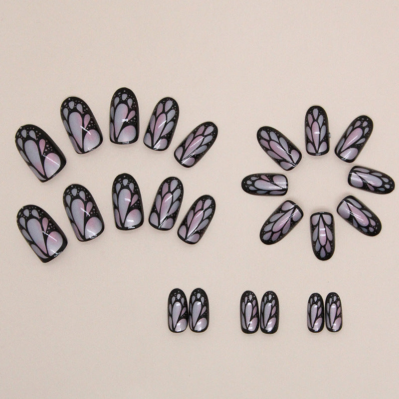 Ultra-Shiny Aurora Butterfly Wings Nails Dark Oval Ins-Style