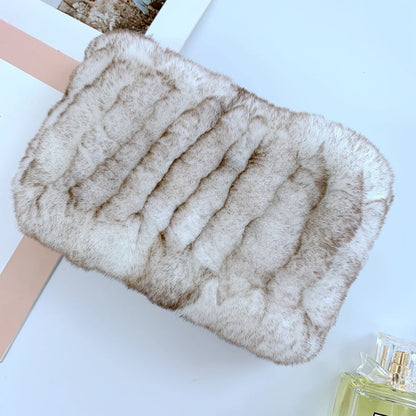 Warm Real Rabbit Fur Neck Warmer - Elastic Design