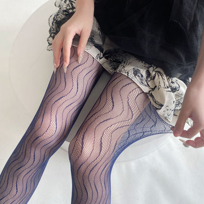 Sexy Thin Wavy Jacquard Lace Hollow Pantyhose