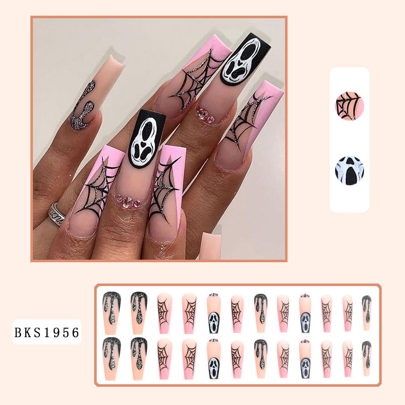 New FashionHalloween Spider Web and Ghost Face Nail Tips