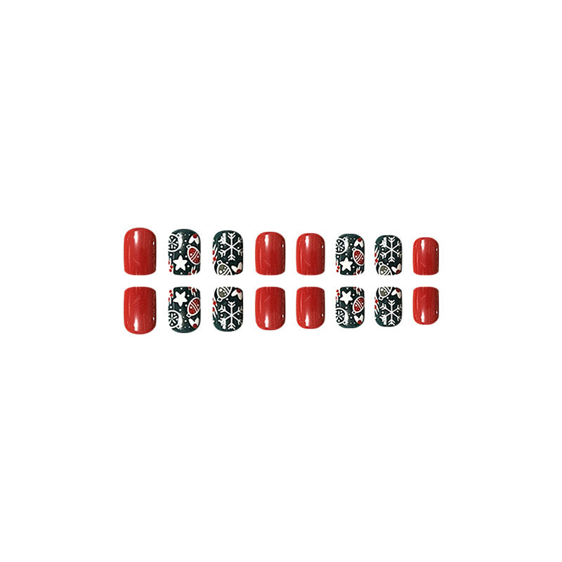 New FashionRemovable Christmas Light Red Nail Tips-homeunderwear