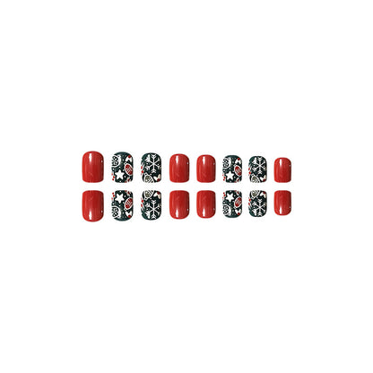 New FashionRemovable Christmas Light Red Nail Tips-homeunderwear