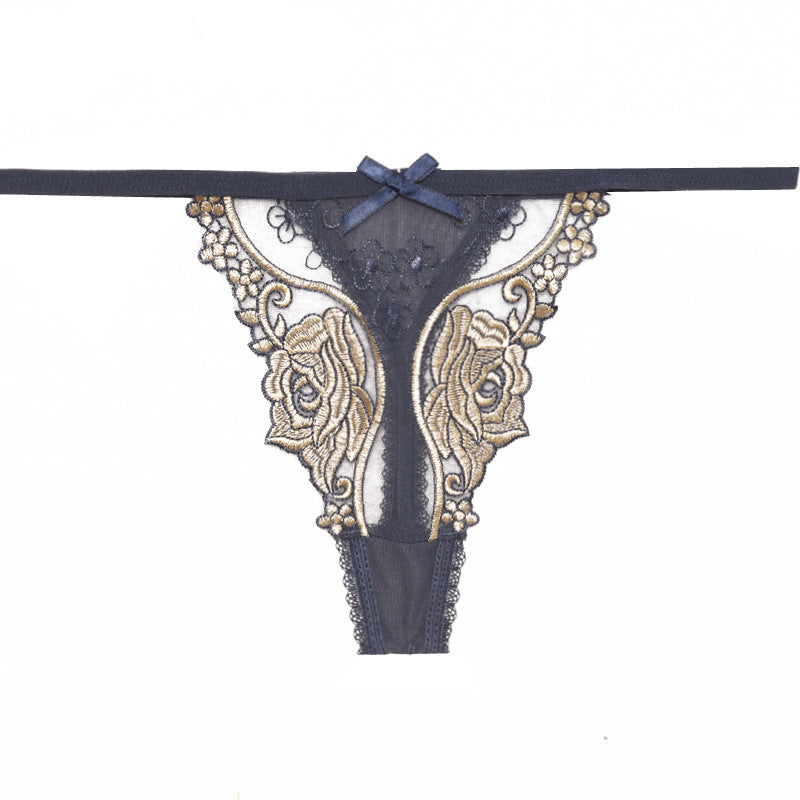 Sexy Bow Thin Embroidered Thong