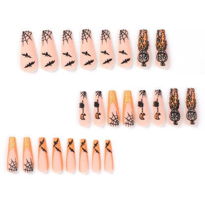 Fashion Orange French Glitter Halloween Nail Stickers