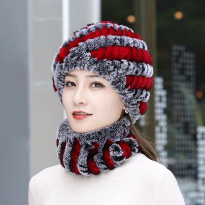 Warm Real Rabbit Fur Winter Hat for Seniors