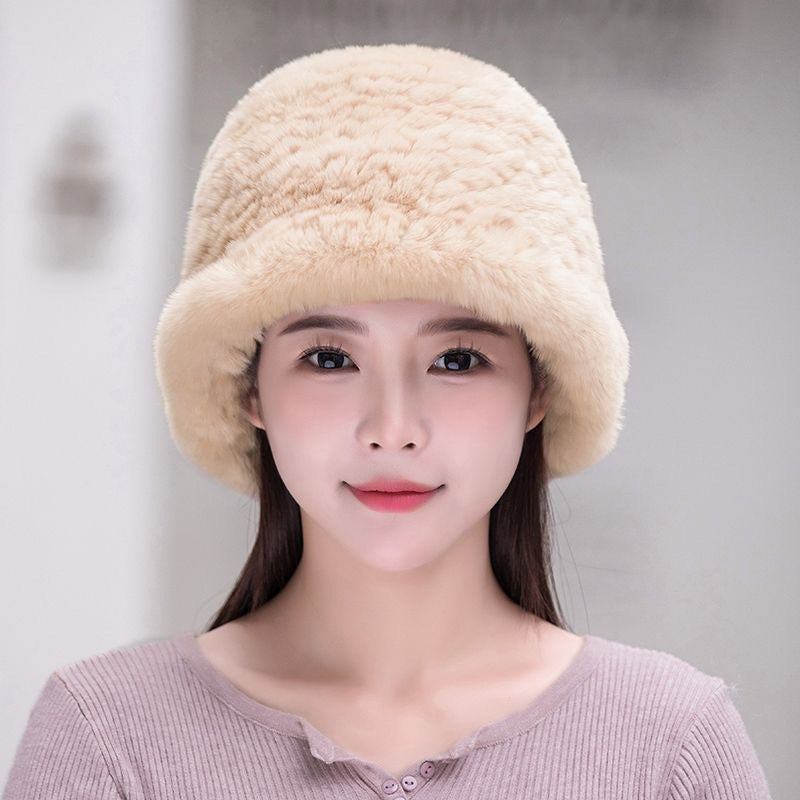 Winter Real Rabbit Fur Bucket Hat - Cozy & Stylish