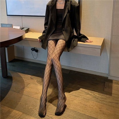 Sexy Black Rhombus Mesh Fishnet Stockings Pantyhose