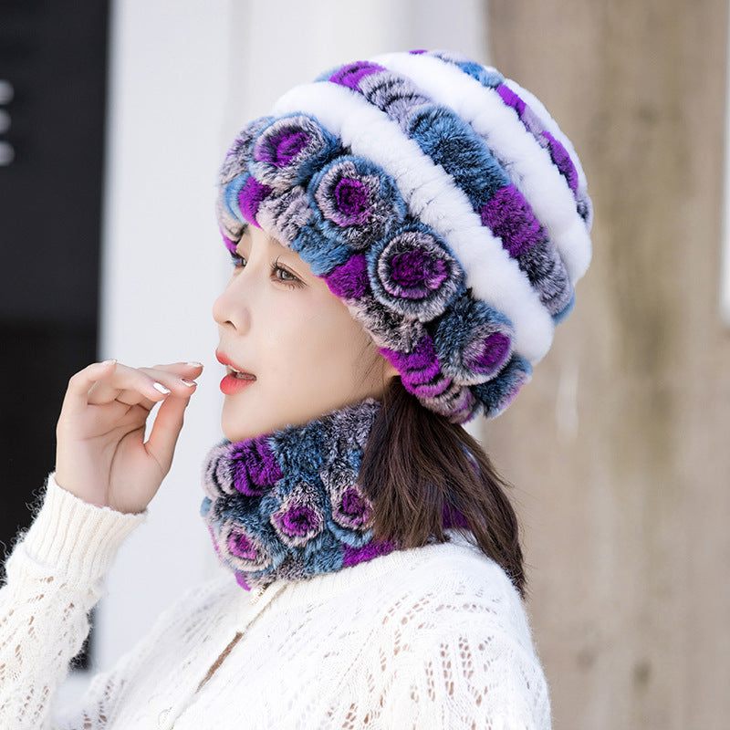 Stylish Real Rabbit Fur Ear Flap Hat - Warm Winter Accessory