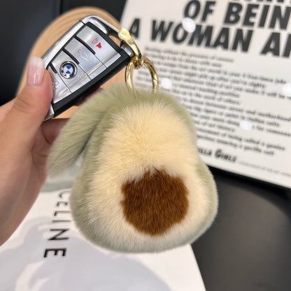 Cute Avocado Otter Fur Keychain Plush Toy Bag Charm