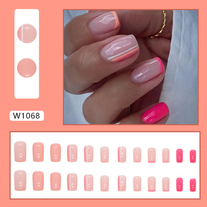 Minimalist Pink Striped French Nails, Rose and INS Style