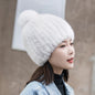 Winter Mink Fur Hat with Fox Pom Pom - Stylish & Warm