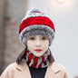 Warm Real Rabbit Fur Ear Flap Hat & Scarf Set