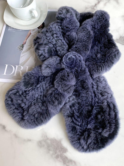 "Fashionable Real Rabbit Fur Scarf - Winter Accessory