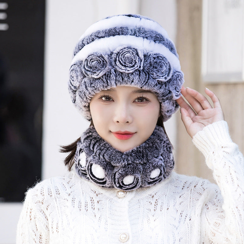 Stylish Real Rabbit Fur Ear Flap Hat - Warm Winter Accessory