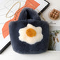 Fashionable Fried Egg Sunflower Plush Tote Bag