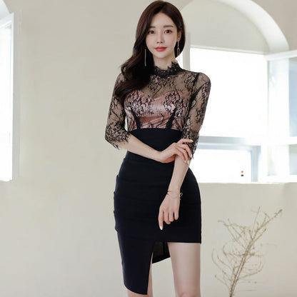 Black Lace High-Waisted Sexy Dress