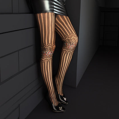 Free Shipping For Black Rhinestone Fishnet Pantyhose