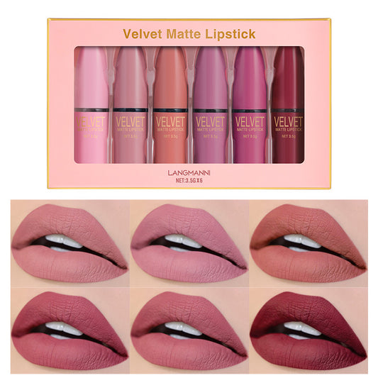 New Fashion6-Color Matte Lipstick Set - Waterproof Gift Box-homeunderwear