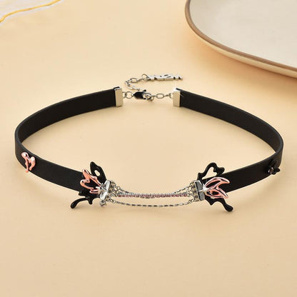 Butterfly PU Necklace Choker