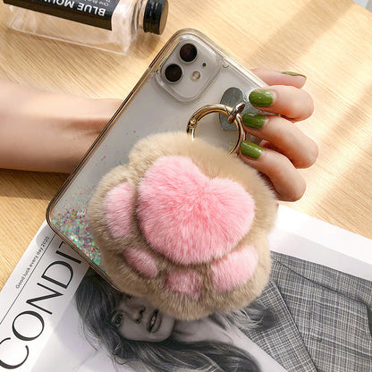 Cute Real Rabbit Fur Kitty Paw Keychain Toy