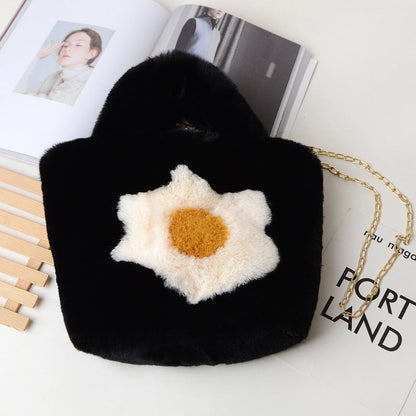 Trendy Plush Women's Egg-Shaped Handbag