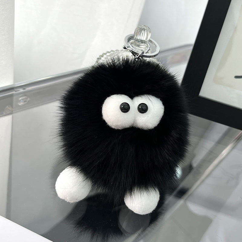 Cute Real Rabbit Fur Monster Keychain - Phone Charm